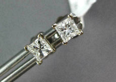 ESTATE .43CT DIAMOND 14KT WHITE GOLD 3D PRINCESS SQUARE STUDS EARRINGS #1785