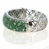 EXTRA LARGE 10.90CT DIAMOND & AAA EMERALD 18KT WHITE GOLD FLORAL CUFF BRACELET