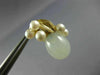 ESTATE AAA JADE & SOUTH SEA PEARL 14KT YELLOW GOLD FLOWER LEAF CLIP ON EARRINGS