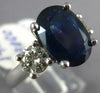 ESTATE LARGE 4.96CT DIAMOND & AAA SAPPHIRE 14KT WHITE GOLD 3D ENGAGEMENT RING