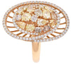 LARGE 3.40CT WHITE & MULTI COLOR DIAMOND 18KT ROSE GOLD MULTI SHAPE CLUSTER RING
