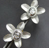 ESTATE LARGE .48CT DIAMOND 18K 2 TONE GOLD ROUND & BAGUETTE FLOWER STUD EARRINGS