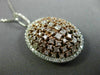 ESTATE LARGE 2.01CT WHITE & PINK DIAMOND 18K 2 TONE GOLD 3D CLUSTER OVAL PENDANT