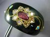 ANTIQUE LARGE ROSE CUT DIAMOND & TOURMALINE 22KT YELLOW GOLD FLOWER BANGLE 24327