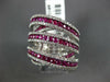 EXTRA LARGE 5.40CT DIAMOND & AAA RUBY 18KT WHITE GOLD 3D MULTI ROW COCKTAIL RING