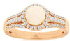 ESTATE .93CT DIAMOND & AAA OPAL 14KT ROSE GOLD 3D ROUND HALO FLOWER FUN RING