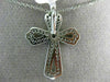 ANTIQUE .75CT DIAMOND 14K WHITE GOLD 3D FILIGREE MILGRAIN CROSS PENDANT #20835