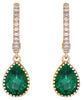 ESTATE 2.25CT DIAMOND & AAA EMERALD 18KT YELLOW GOLD PEAR SHAPE & ROUND EARRINGS
