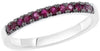 ESTATE .35CT AAA RUBY 14K WHITE GOLD 3D ROUND CLASSIC 12 STONE ANNIVERESARY RING