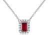 .46CT DIAMOND & AAA RUBY 14KT WHITE GOLD 3D BAGUETTE & ROUND HALO LOVE NECKLACE