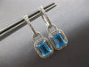 2.38 DIAMOND & AAA BLUE TOPAZ 14K WHITE GOLD EMERALD CUT & ROUND EARRINGS #28159