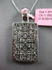 LARGE 2.26CT DIAMOND 18KT WHITE GOLD ROUND BAGUETTE FILIGREE RECTANGULAR PENDANT