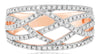 .51CT DIAMOND 14KT ROSE GOLD 3D MULTI ROW CRISS CROSS WOVEN ANNIVERSARY RING