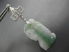 ANTIQUE LARGE .26CT DIAMOND & AAA JADE 18KT WHITE GOLD 3D HAND ETCHED EARRINGS
