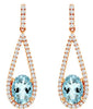 1.75CT DIAMOND & AAA AQUAMARINE 14KT ROSE GOLD OVAL & ROUND FUN HANGING EARRINGS