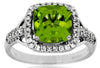LARGE 2.40CT DIAMOND & AAA PERIDOT 14KT WHITE GOLD CLASSIC HALO ENGAGEMENT RING