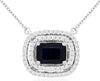 1.42CT DIAMOND & AAA SAPPHIRE 14KT WHITE GOLD EMERALD CUT DOUBLE OVAL NECKLACE