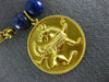 ESTATE LARGE AAA LAPIS 18KT YELLOW GOLD 3D CLASSIC FILIGREE DRAGON FUN NECKLACE