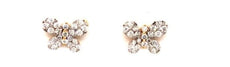 ESTATE.46CT DIAMOND 18KT WHITE GOLD 3D CLASSIC BUTTERFLY LOVE STUD EARRINGS