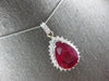 EXTRA LARGE 14.07CT DIAMOND & AAA RUBY 14KT WHITE GOLD 3D HALO PENDANT #28018