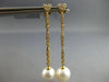 ESTATE LARGE .47CT DIAMOND & AAA SOUTH SEA PEARL 18KT YELLOW GOLD HEART SHAPE EARRINGS