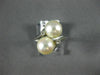 ESTATE WIDE .04CT DIAMOND & AAA SOUTH SEA PEARL 14K WHITE GOLD LOVE RING # 20658