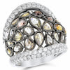 EXTRA LARGE 6.30CT WHITE & MULTI COLOR DIAMOND 18KT WHITE & BLACK GOLD 3D RING