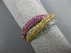 ESTATE 2.86CT DIAMOND & AAA PINK YELLOW SAPPHIRE 14K TRI COLOR GOLD TRINITY RING