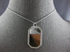 ESTATE .69CT DIAMOND 14KT WHITE GOLD 3D CLASSIC OCTAGON DOG TAG FLOATING PENDANT