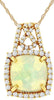 1.63CT DIAMOND & AAA OPAL 14K YELLOW GOLD CUSHION HALO INFINITY FLOATING PENDANT