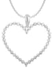 ESTATE LARGE 1.0CT DIAMOND 14KT WHITE GOLD 3D CLASSIC OPEN HEART LOVE PENDANT