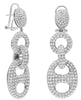 LARGE 7.6CT DIAMOND 14KT WHITE GOLD 3D ROUND & OVAL LOVE KNOT HANGING EARRINGS
