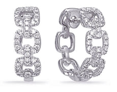 .40CT DIAMOND 14K WHITE GOLD 3D MULTI SQUARE LOVE KNOT FUN HOOP HANGING EARRINGS
