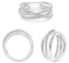 .33CT DIAMOND 14KT WHITE GOLD ROUND MULTI ROW CRISS CROSS INFINITY ROPE FUN RING
