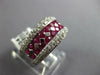 LARGE 2.0CT DIAMOND & AAA RUBY 14K WHITE GOLD CLASSIC MULTI ROW ANNIVERSARY RING