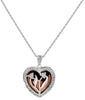1.22CT DIAMOND 14K WHITE GOLD 3D DOUBLE FLOWER HEART SHAPE LOVE FLOATING PENDANT
