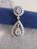 ANTIQUE 1.12CT DIAMOND PEAR 14K WHITE GOLD HANGING HALO DROP PENDANT CHAIN #1067