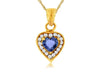 ESTATE .55CT DIAMOND & AAA TANZANITE 14KT YELLOW GOLD HEART SHAPE LOVE PENDANT