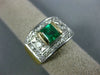 ANTIQUE WIDE 1.25CT DIAMOND & AAA EMERALD 14KT 2 TONE GOLD ENGAGEMENT RING #2008