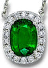 2.3CT DIAMOND & AAA TSAVORITE 18K WHITE GOLD OVAL & ROUND HALO SOLITAIRE PENDANT