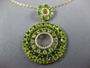 LARGE 8.37CT DIAMOND AAA & TSAVORITE PERIDOT 14KT YELLOW GOLD 3D FLOWER PENDANT