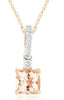 .93CT DIAMOND & AAA MORGANITE 14KT ROSE GOLD 3D CUSHION & ROUND FLOATING PENDANT