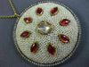 ANTIQUE LARGE 6.0CT DIAMOND AAA RUBY & PEARL ENAMEL 18KT YELLOW GOLD 3D PENDANT