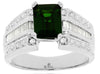 ESTATE LARGE 2.21CT DIAMOND & AAA RUSSALITE 14KT WHITE GOLD 3D ENGAGEMENT RING