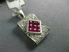 ESTATE 1.57CT DIAMONDS & AAA RUBY 18KT WHITE GOLD RECTANGULAR INVISIBLE PENDANT