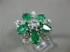 ESTATE LARGE 2.52CT DIAMOND & AAA EMERALD 14K WHITE GOLD FLOWER ANNIVERSARY RING