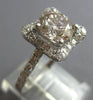ESTATE LARGE 1.74CT DIAMOND 18K WHITE GOLD SOLITAIRE HALO SQUARE ENGAGEMENT RING