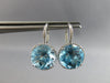 EXTRA LARGE 15.33CT DIAMOND & AAA BLUE TOPAZ 14KT WHITE GOLD LEVERBACK EARRINGS