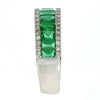 WIDE 2.16CT DIAMOND & AAA EMERALD 18K WHITE GOLD BAGUETTE 3 ROW ANNIVERSARY RING