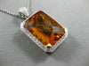 ESTATE LARGE 15.53CT DIAMOND & CITRINE 14KT WHITE GOLD 3D HALO FLOATING PENDANT